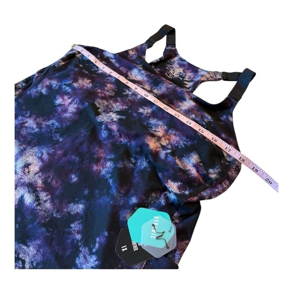 RISE Dynamic Racer Back Compression Cami Workout Top NEW Size 1X Black Purple - Picture 9 of 16